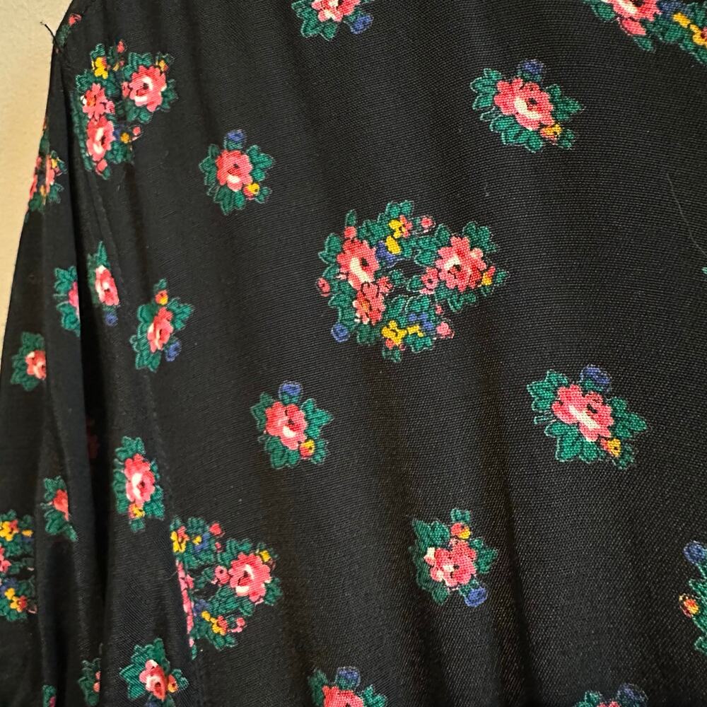 Vintage Gap 90s Grunge Dainty Floral Button Front Maxi Dress Black M - Picture 6 of 11